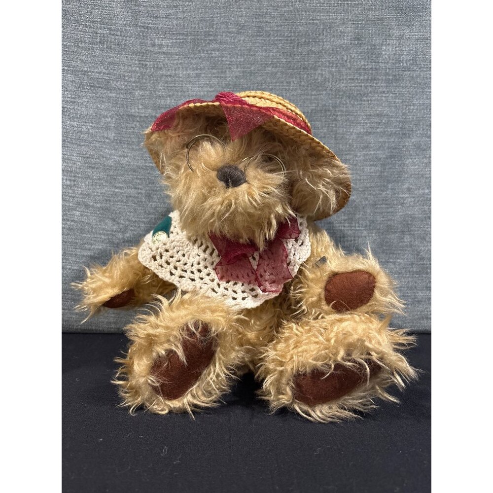 Pickford Bears Ltd. Rosie Collectible Bear With Brass Button Straw Hat & Glasses